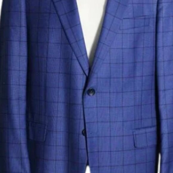 EMILIO GUIDO 44R US Super 150 Wool Sport Jacket Window Pane Royal Blue Blazer - Picture 11 of 11